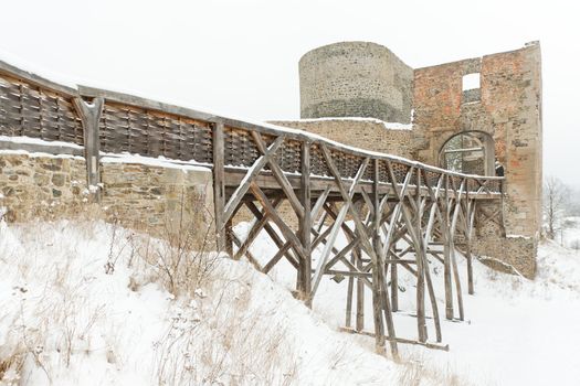 Krakovec Castle in winter, Czech Republic