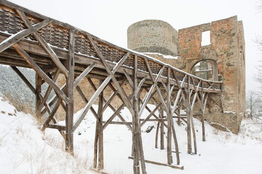 Krakovec Castle in winter, Czech Republic