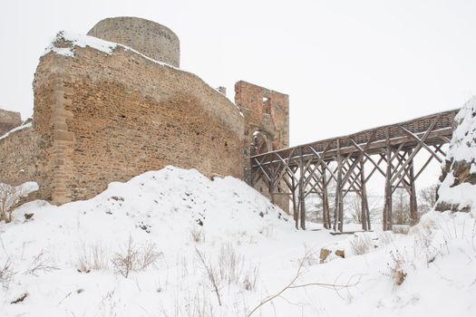 Krakovec Castle in winter, Czech Republic