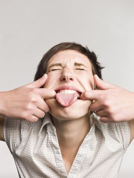 Portrait of a girl making funny face