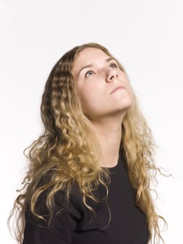 Portrait of a woman looking upwards