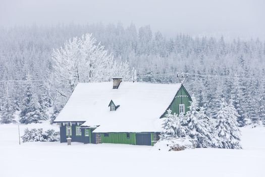 cottage in winter, Jizerske Mountains, Czech Republic