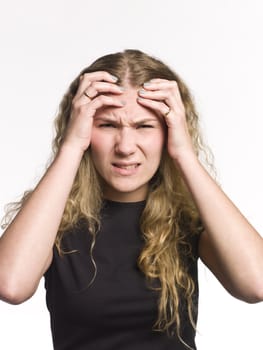 Portrait of a woman with headache