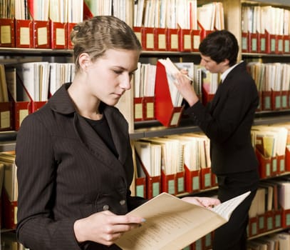 Two women at a library