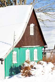 cottage in winter, Kunstat - Jadrna, Orlicke Mountains, Czech Republic
