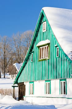 cottage in winter, Kunstat - Jadrna, Orlicke Mountains, Czech Republic