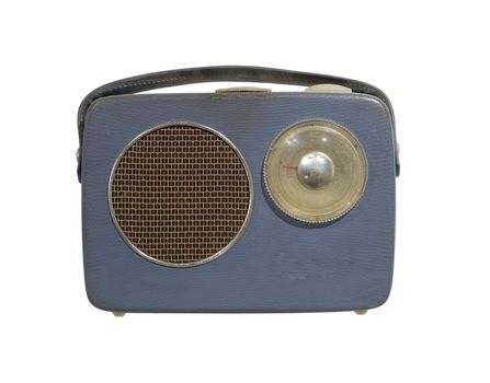 Worn vintage radio isolated towards white background