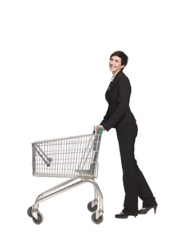 Woman with an empty shopping cart