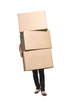 Woman with three boxes