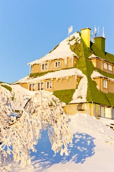 Masarykova Cottage, Orlicke Mountains in winter, Czech Republic