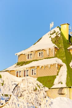 Masarykova Cottage, Orlicke Mountains in winter, Czech Republic
