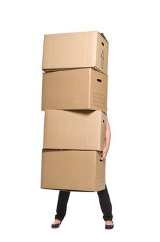 Woman with four boxes