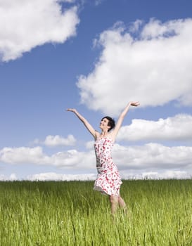 Young woman standing on a field