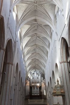 Roof of a long corridor in a Medieval Cathedral. Turku, Finland.