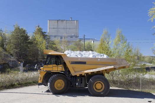 Huge dump truck at the limestone plant.