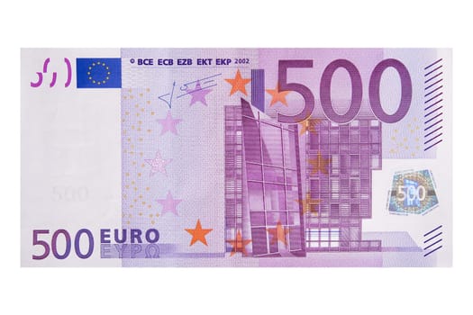 Close-up photograph of five hundred euro note.