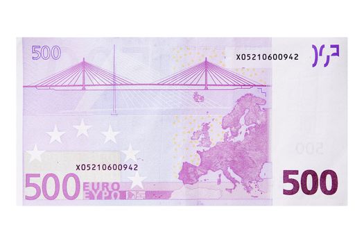 Close-up photograph of five hundred euro note.