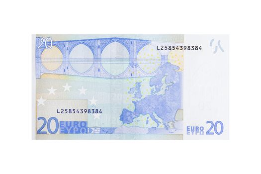 Close-up photograph of twenty euro note.