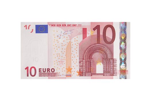 Close-up photograph of ten euro note.