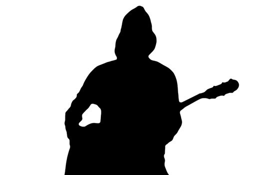 Guitarist playing live with an acoustic guitar.