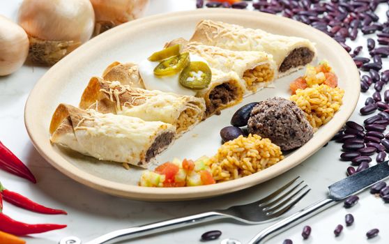 burritos with beans and rice