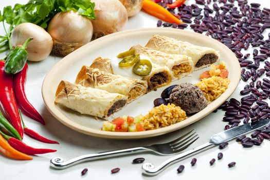 burritos with beans and rice