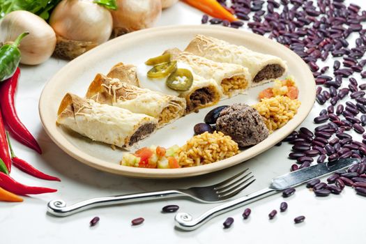 burritos with beans and rice