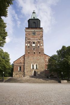 Finland's main Cathedral in Turku. Outdoor picture on a nice summer day.