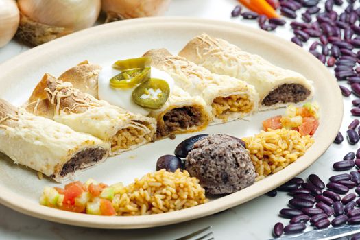 burritos with beans and rice