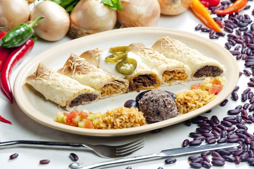 burritos with beans and rice