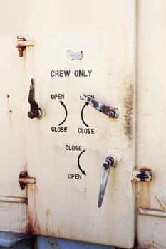 Locked metal door for crew only.