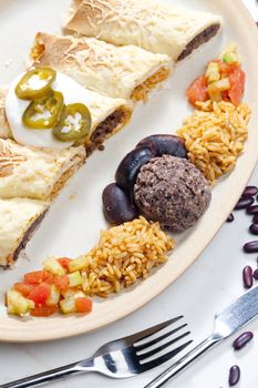 burritos with beans and rice