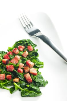 fried spinach with bacon