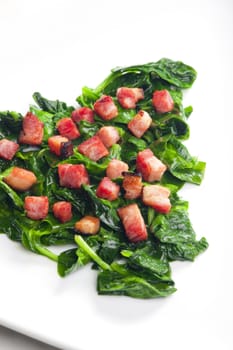 fried spinach with bacon