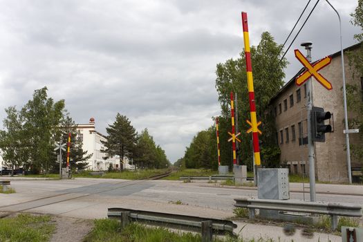 Level junction or level crossing in Hanko, Finland.
