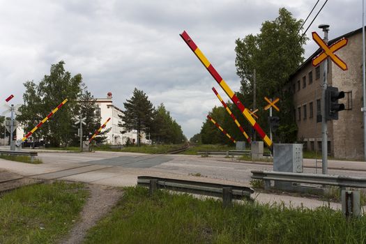Level junction or level crossing in Hanko, Finland.