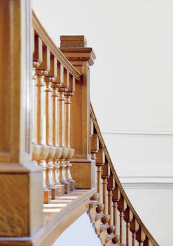 Closeup photo of details of a staircase in a historical public library.