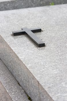 Christian grave with cross on the vault