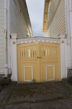 Old wooden gate in the old town of Tammisaari, Finland.