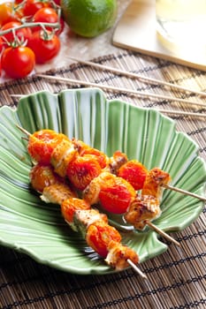 salmon and cherry tomatoes skewers
