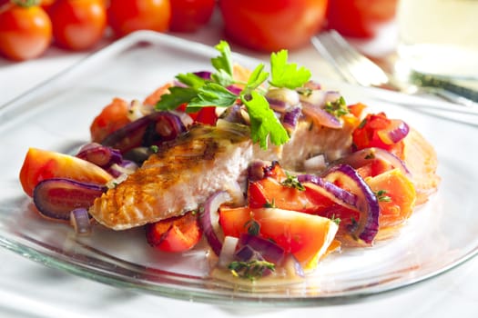 grilled salmon with vegetables