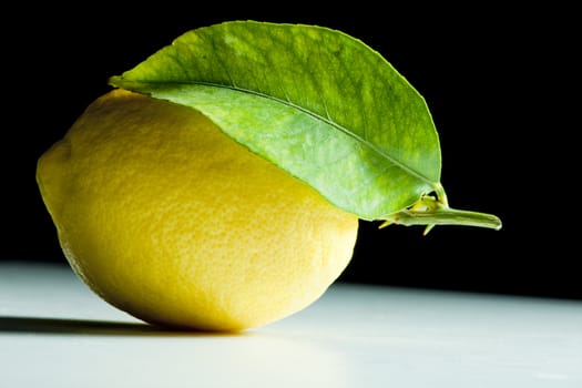 lemon with a leaf
