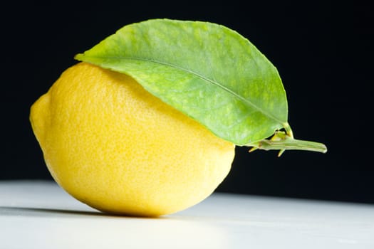 lemon with a leaf