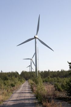 Modern windmill producing renewable energy ecologically.