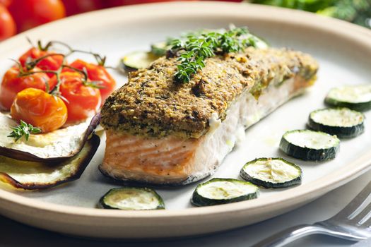baked salmon with herbs eschar
