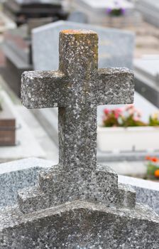 Christian grave with cross on the vault