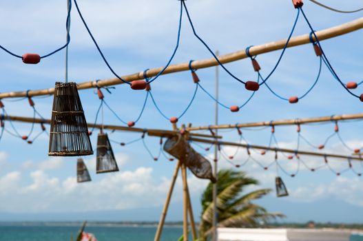 The decorative lantern designed  with the theme of fishing