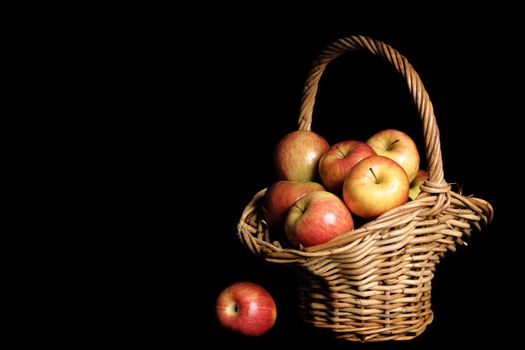 Red Apples in basket with space for copy