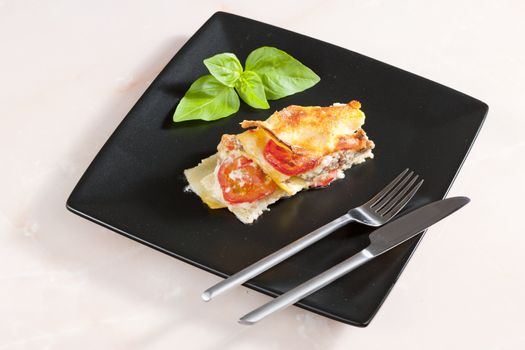 lasagne with minced turkey meat and tomatoes