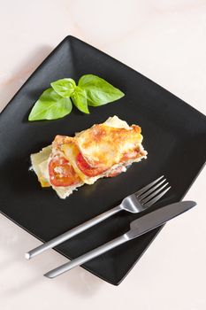 lasagne with minced turkey meat and tomatoes